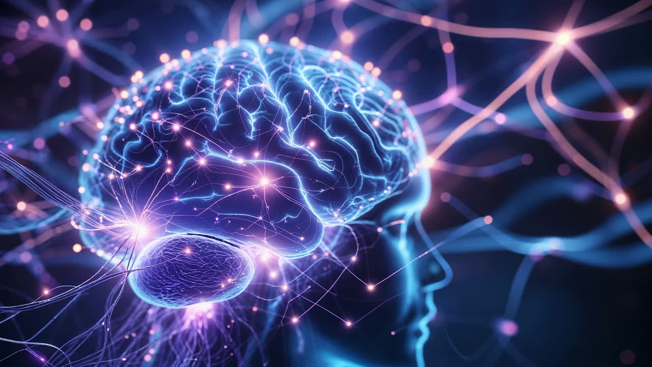 Abstract Glowing Brain and Neural Network