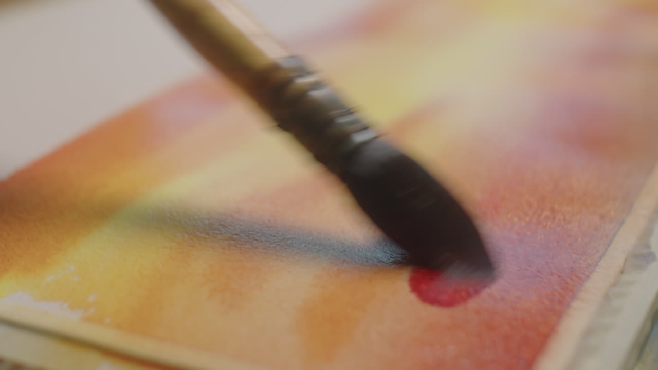 Painting Picture on Paper with Brush