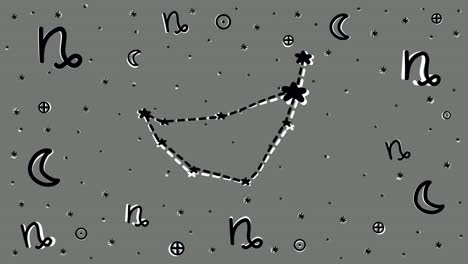 Stop-motion-hand-drawn-animation-of-Capricorn-zodiac-sign-symbol-and-constellation