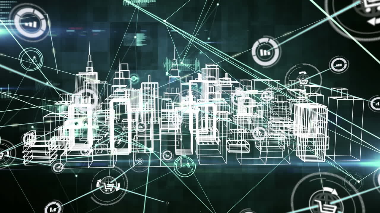 Animation of network of connections over city