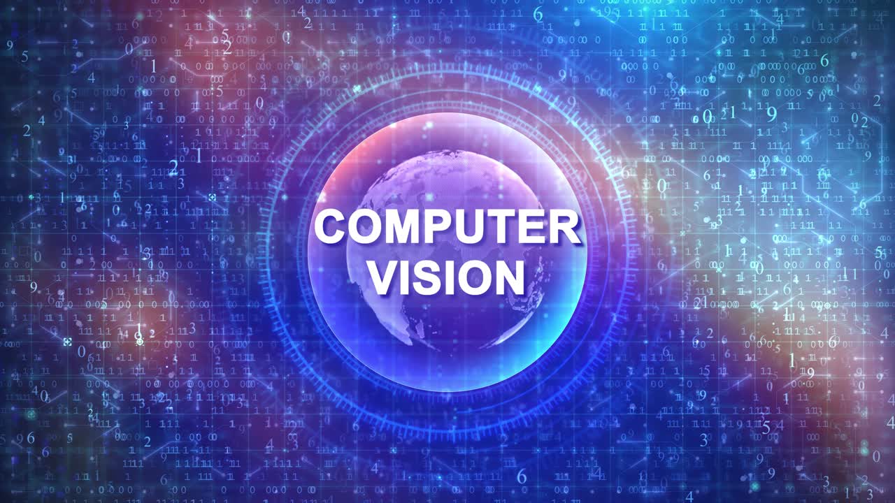 Computer Vision Text with Digital Globe and Data Background
