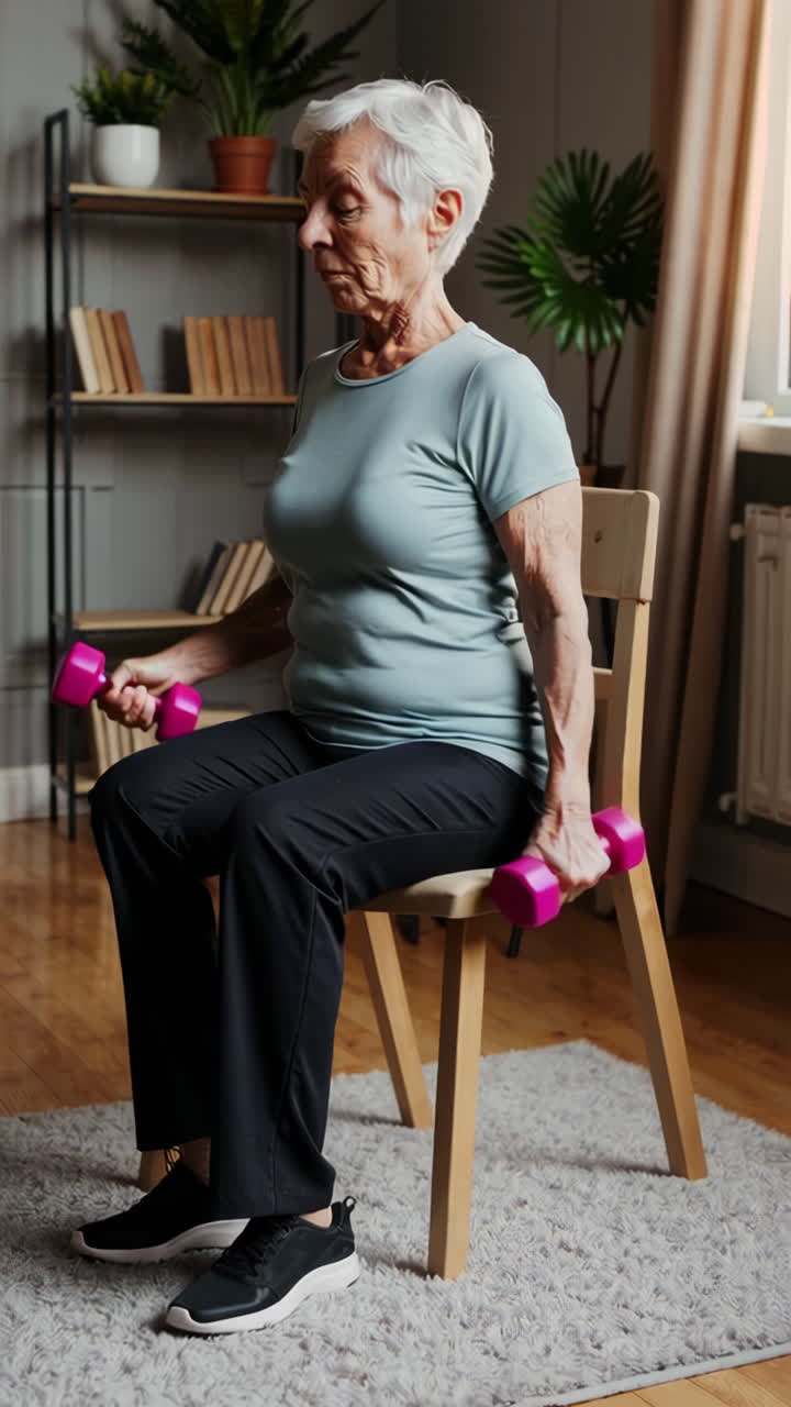 Senior Woman Doing Chair Exercises
