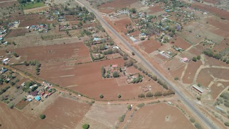 Beautiful-aerial-of-rustic-countryside-in-Kenya