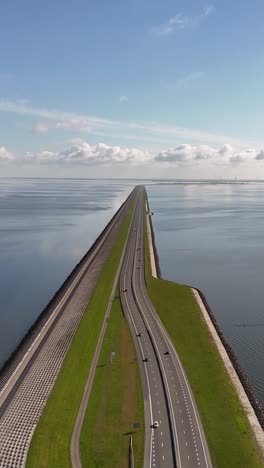 aerial view of the afsluitdijk, netherlands