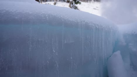 frozen drips of ice in winter landscape