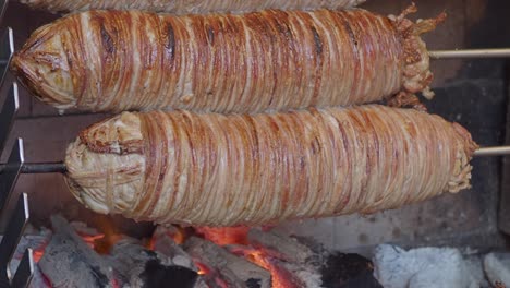 cooking delicious turkish lamb meat on a spit