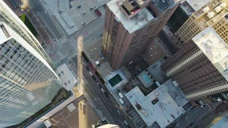 downtown buildings drone movement establishing shot in denver, colorado