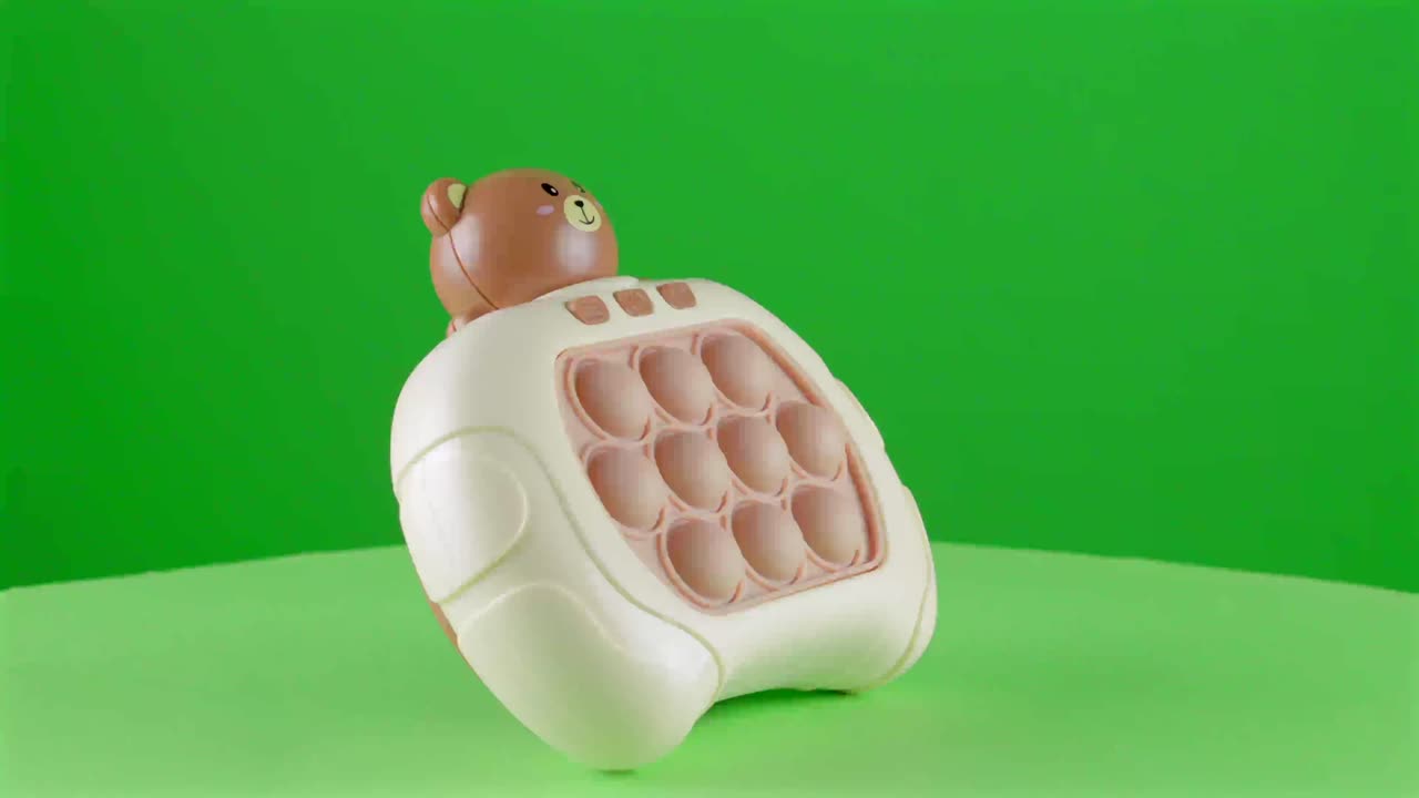 bebé juguete pop it estimulación educación temprano en fondo verde croma clave de fondo reemplazo telón de fondo objeto en un tocadiscos 3d bucle giratorio