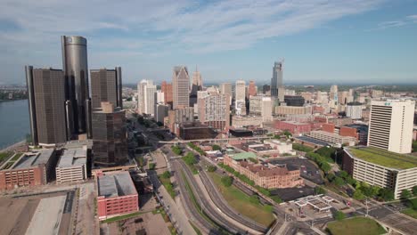 gorgeous aerial view of downtown detroit skyline