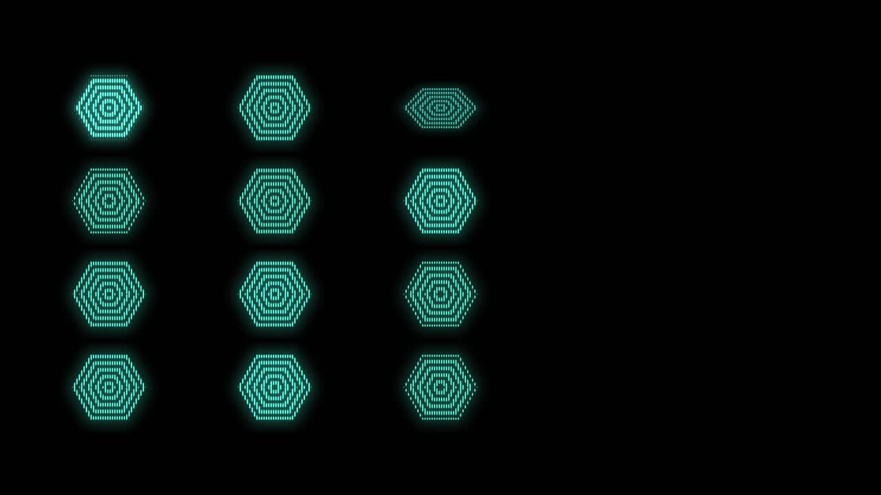 Modern green hexagons pattern with neon light