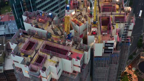 Top-down-View-of-443-Queen-Street-Construction-site-with-nobody-on-site,-Brisbane-city---Australia