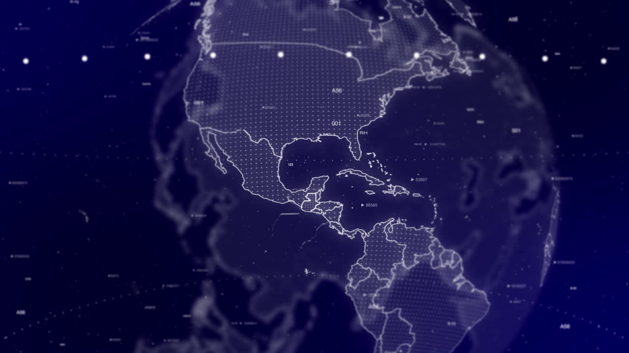 A cinematic video background showcases a digital globe rotating, zooming in on Guatemala country