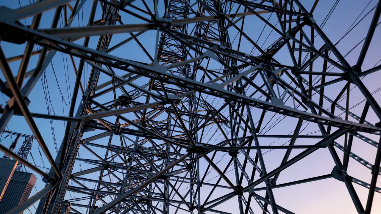 Close Up of a Power Transmission Tower
