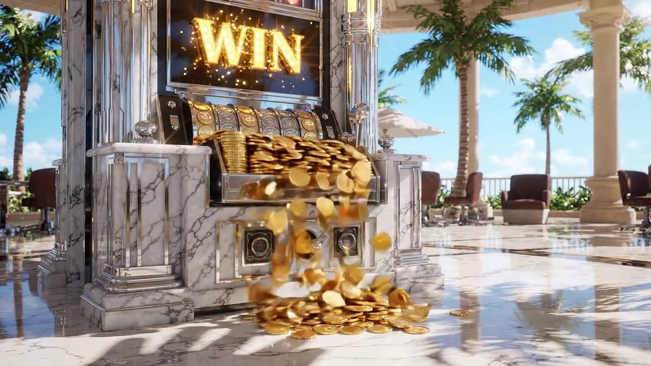 Un glorioso momento di vittoria alla slot machine, dove le monete traboccano e la possibilità di vincere alla grande illumina la lussuosa atmosfera del casinò.
