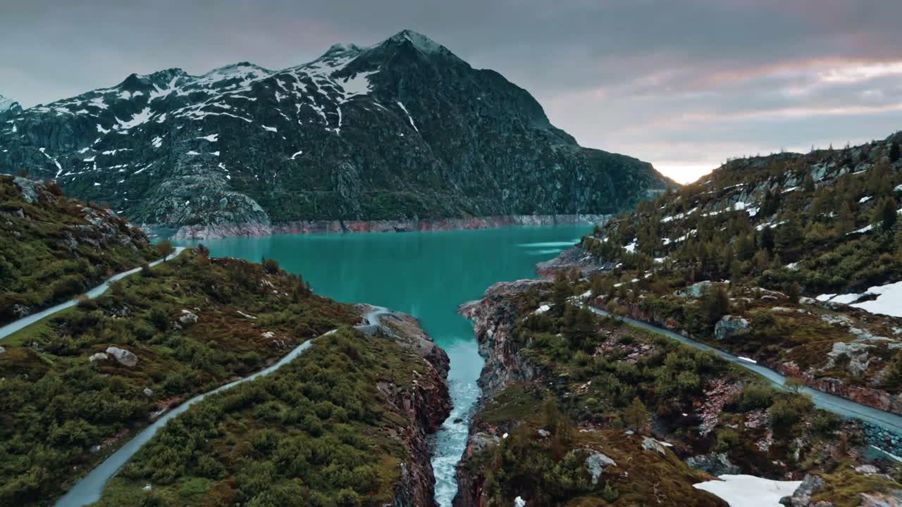 Scenic mountain landscape with a beautiful turquoise lake