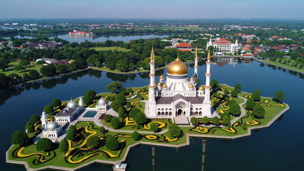 Aerial View of the Sultan Mizan Zainal Abidin Mosque in Malaysia