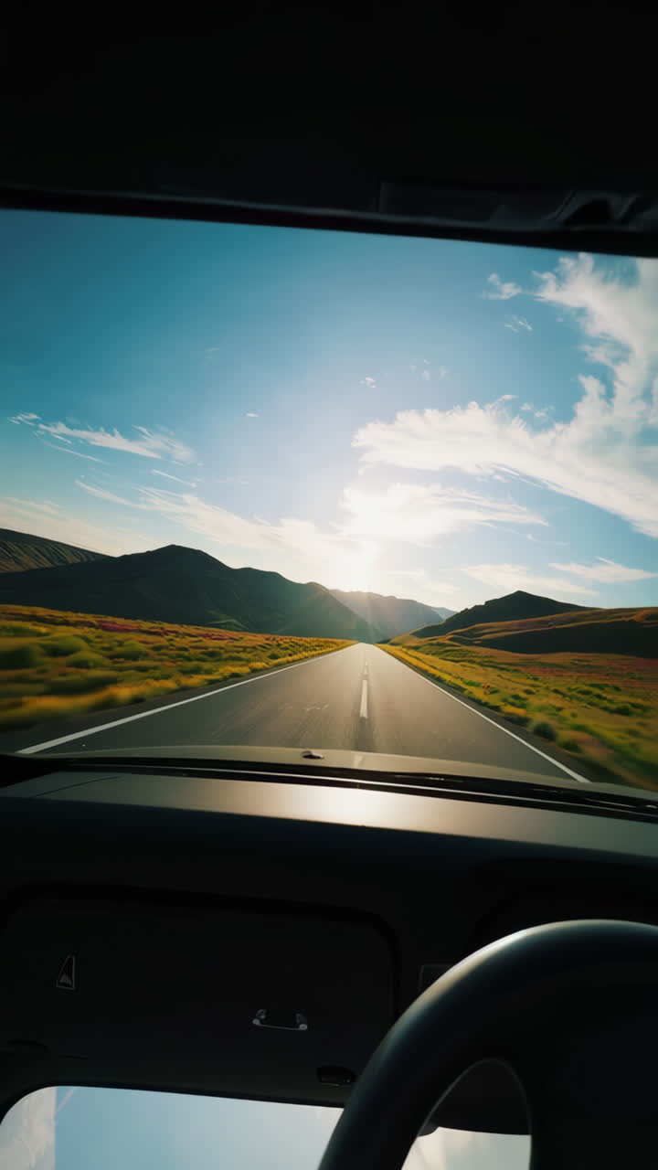Fahrt durch malerische Berge: Blick aus dem Auto