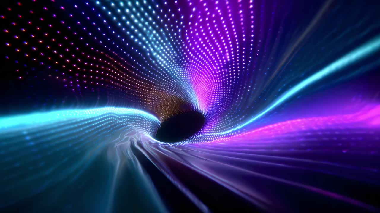 A Vibrant Visualization of Light Waves in a Dynamic Flowing Tunnel: An Ephemeral Journey Through Mesmerizing Colors and Patterns as They Create a Stunning Abstract Experience Filled with Depth and Motion