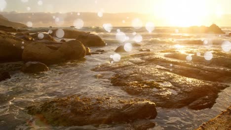 bokeh and sunset in the sea