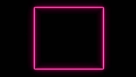 marco de neón de luz roja brillante sobre fondo negro, vídeo 3d digital abstracto en 4k