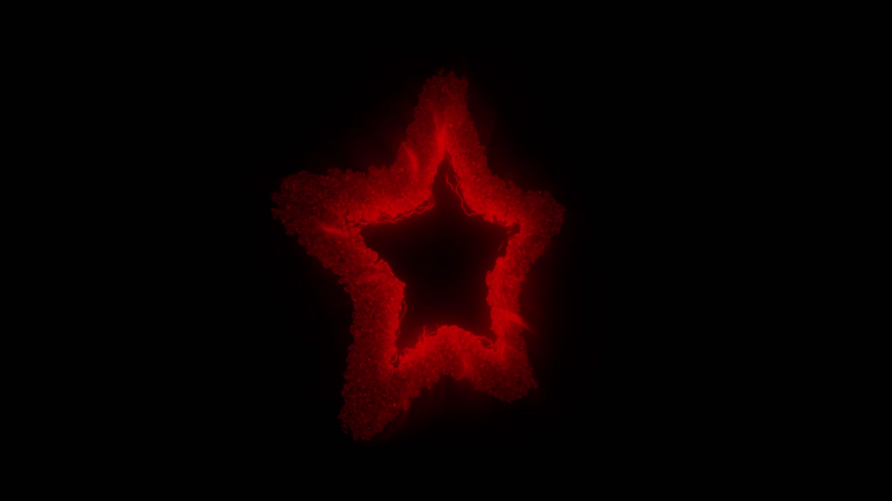 Red star shaped portal on black background. Loopable sci-fi or magic VFX