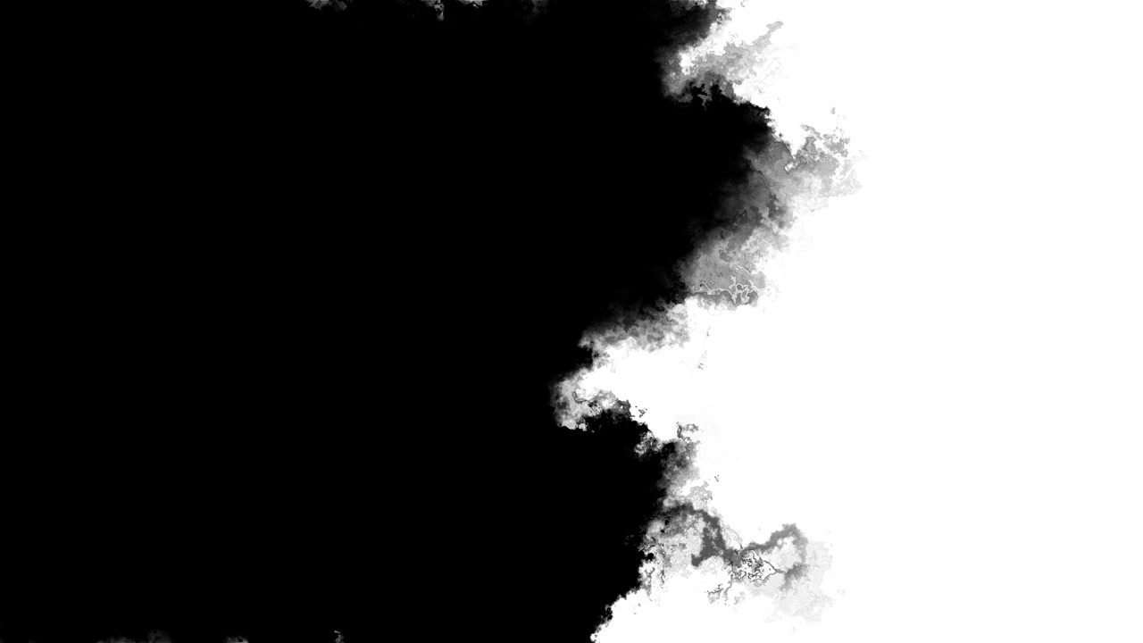 Bordo fumoso d'inchiostro nero, texture nuvola su sfondo bianco, bordo nebbioso, stile ad alto contrasto per transizioni