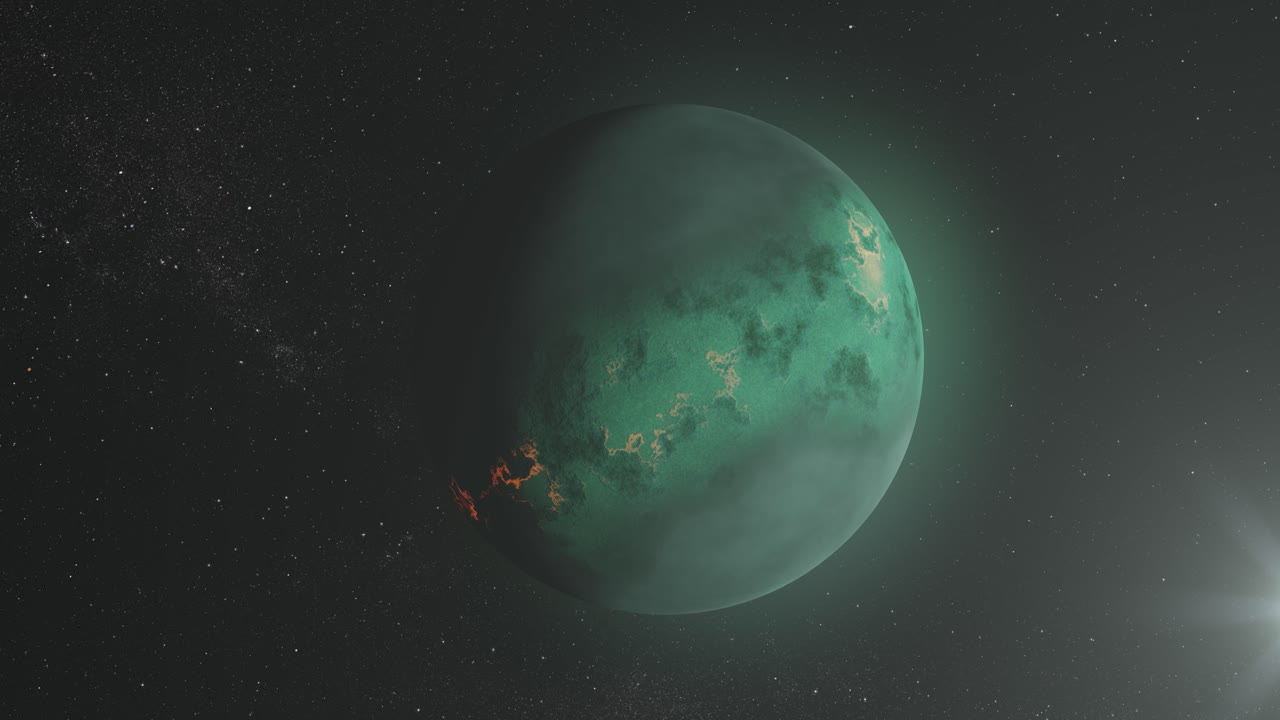 инопланетная зеленая планета в космосе