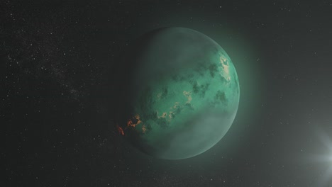 planeta verde alienígena en el espacio