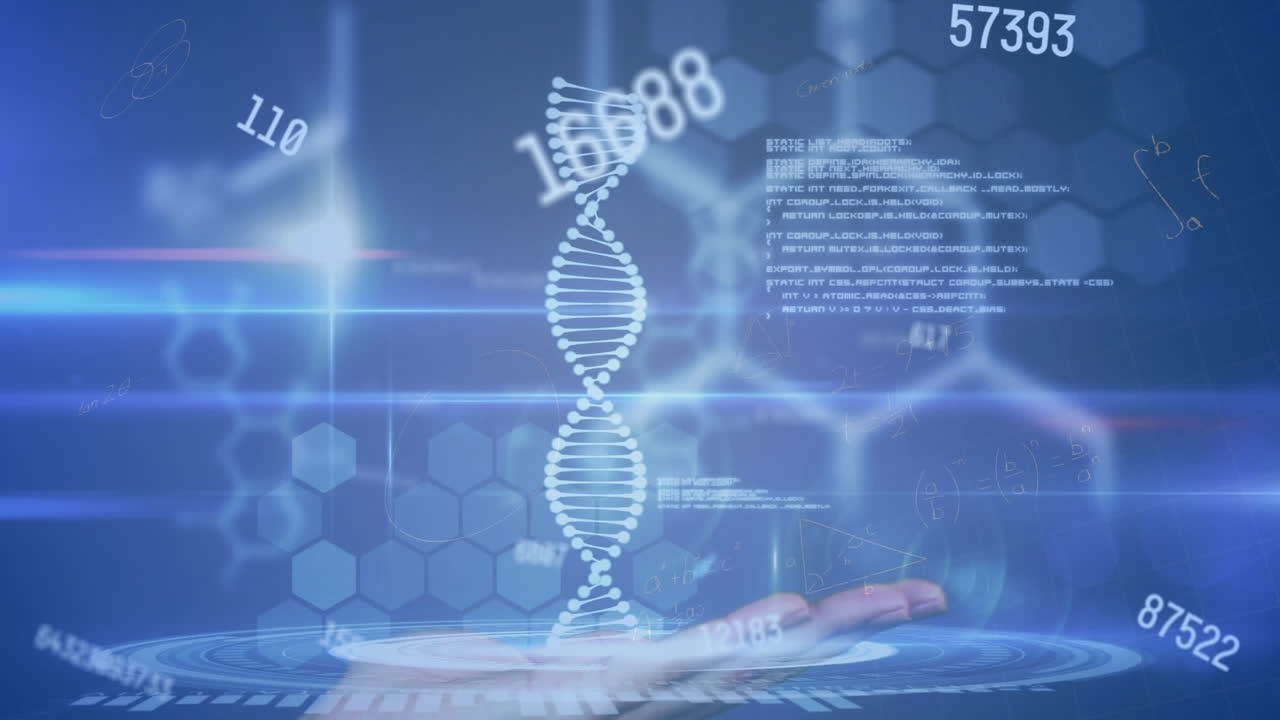 Animation of dna strand and scientific data processing