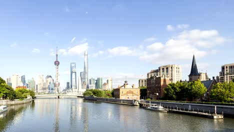 timelapse del horizonte de shanghái y el paisaje urbano