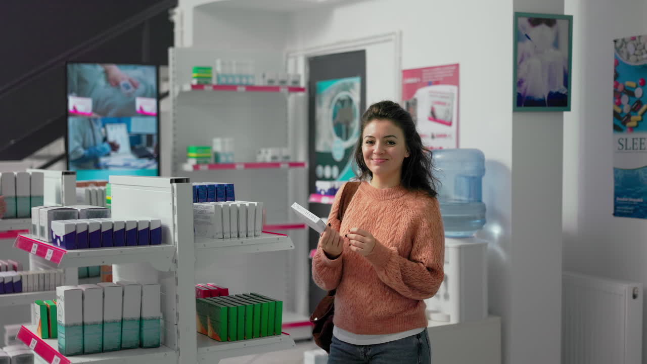Woman Shopping for Medication in Pharmacy
