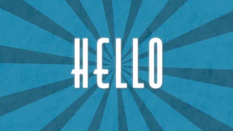 Animation-of-hello-text-on-spinning-blue-background