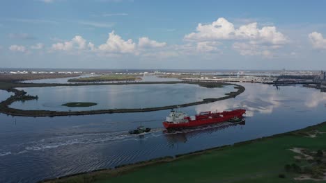 Merchant-ship-in-Bayou-Contraband-near-Lake-Charles,-Louisiana