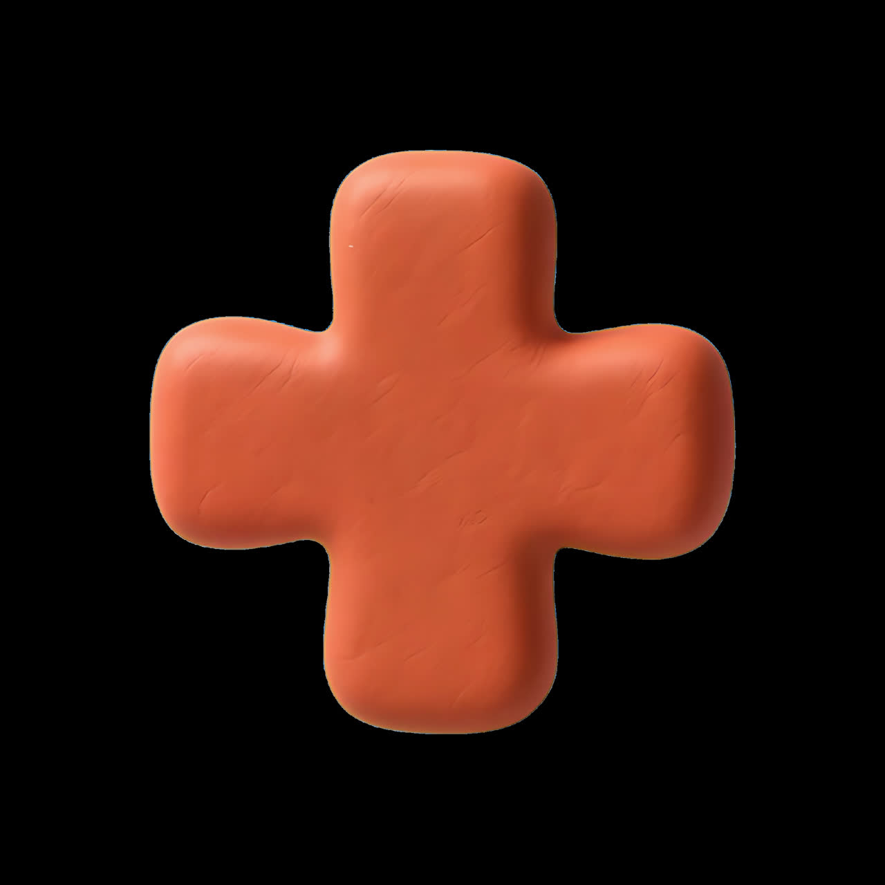 3D orange cross symbol animation isolated asset, transparent 4K video, alpha channel, ProRes 4444