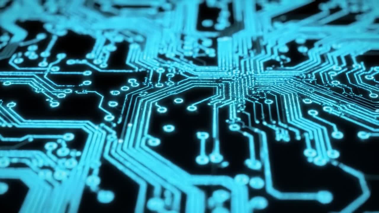 Close-up of a glowing circuit board