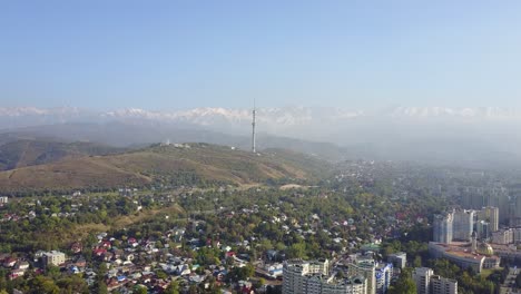 central asia kazakhstan almaty mountain and downtown