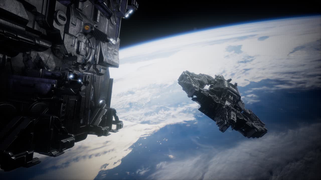 очень подробный огромный космический корабль