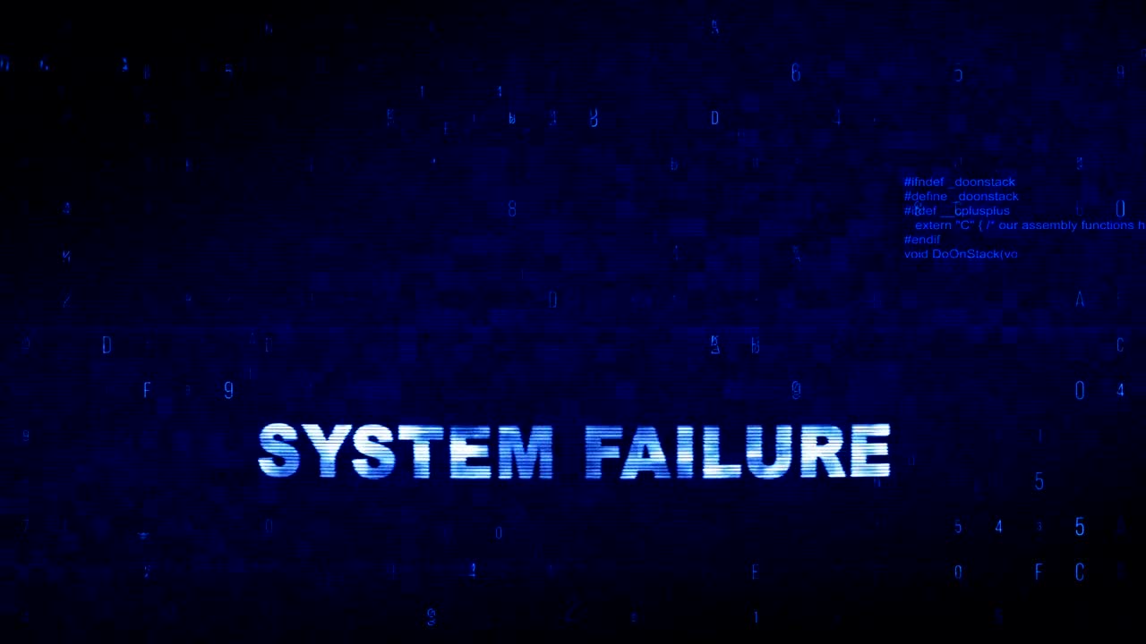 System Failure  Text Digital Noise Twitch Glitch Distortion Effect Error Animation.