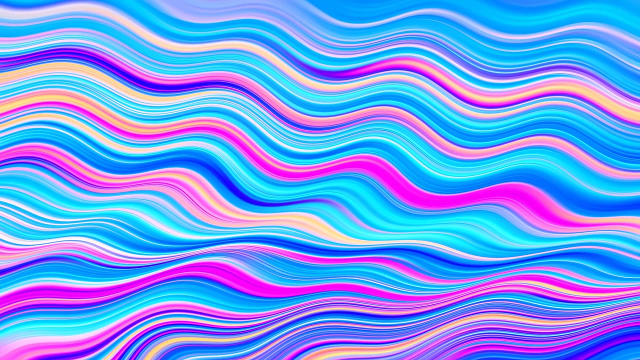 Vibrant Neon Pastel Waves Flowing, Liquid Undulating Stripes With Glossy Gradient Highlights And Hypnotic