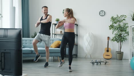 couple doing a home workout