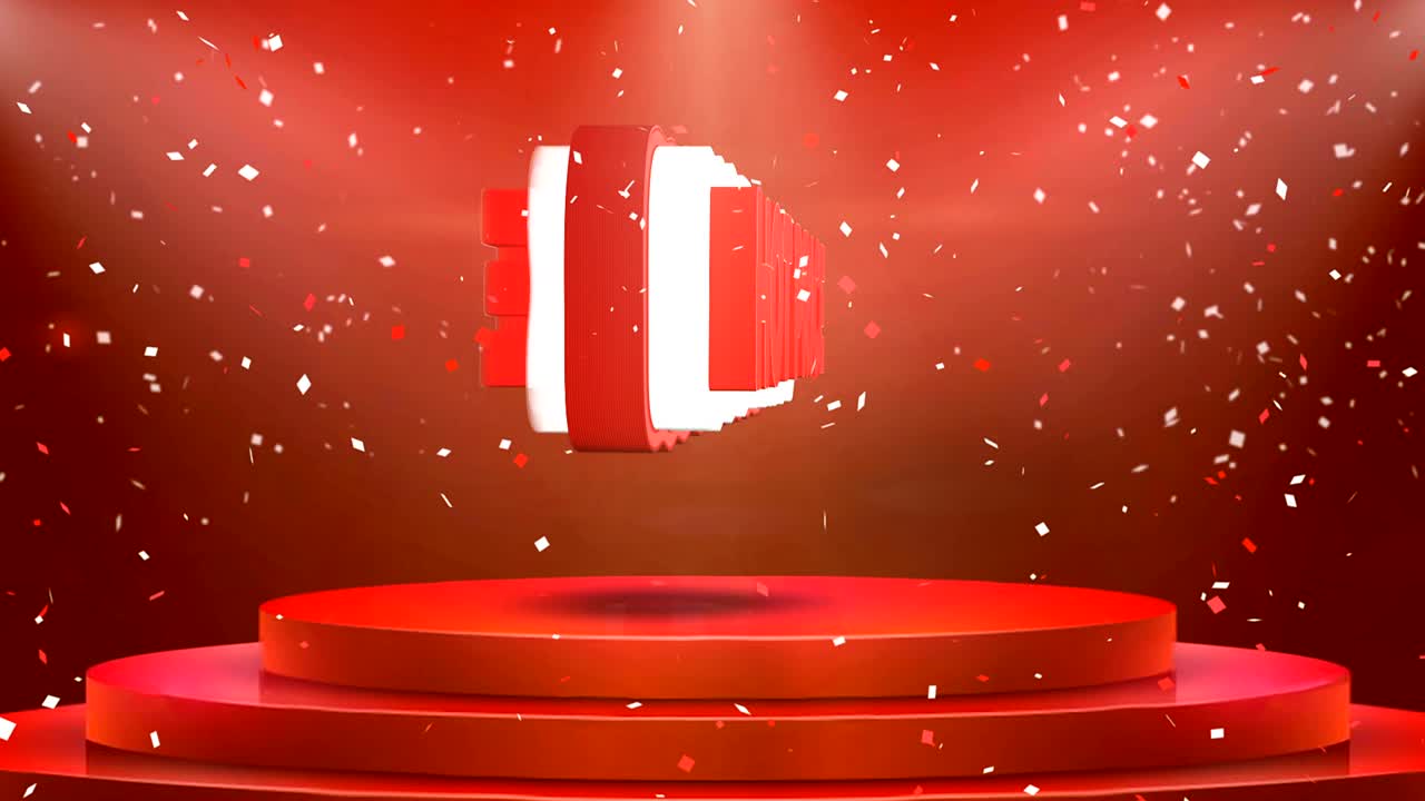 뜨거운 가격 텍스트 애니메이션 무대 포디움 콘페티 루프 애니메이션