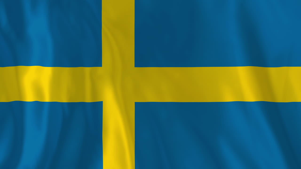 Animation of national flag of sweden waving