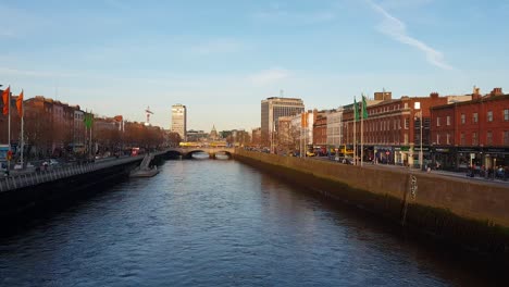 beautiful river liffey in dublin at sunset