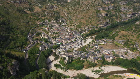 saint enimie most beautiful villages of france aerial shot sunny day tarn river