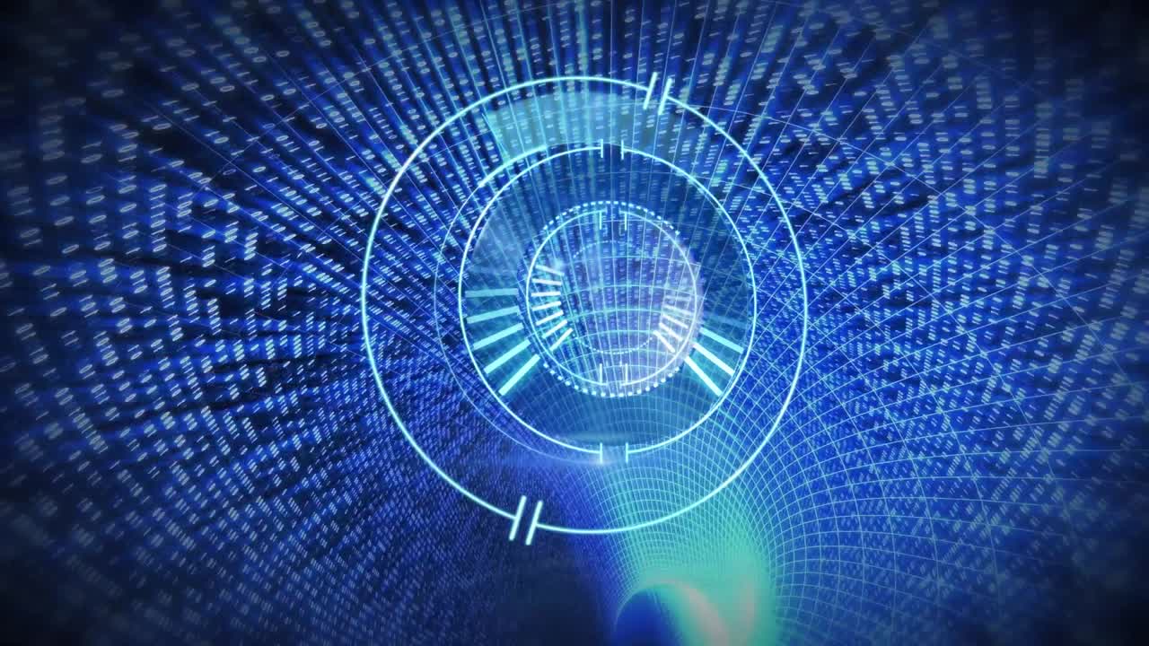 animación del escaneo de alcance sobre el túnel digital azul