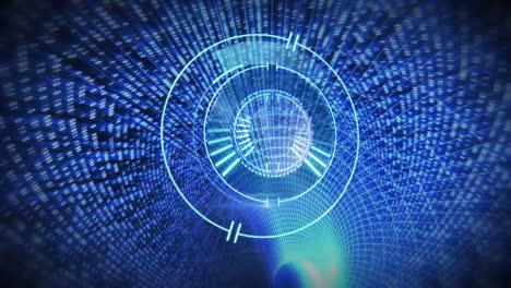 animación del escaneo de alcance sobre el túnel digital azul