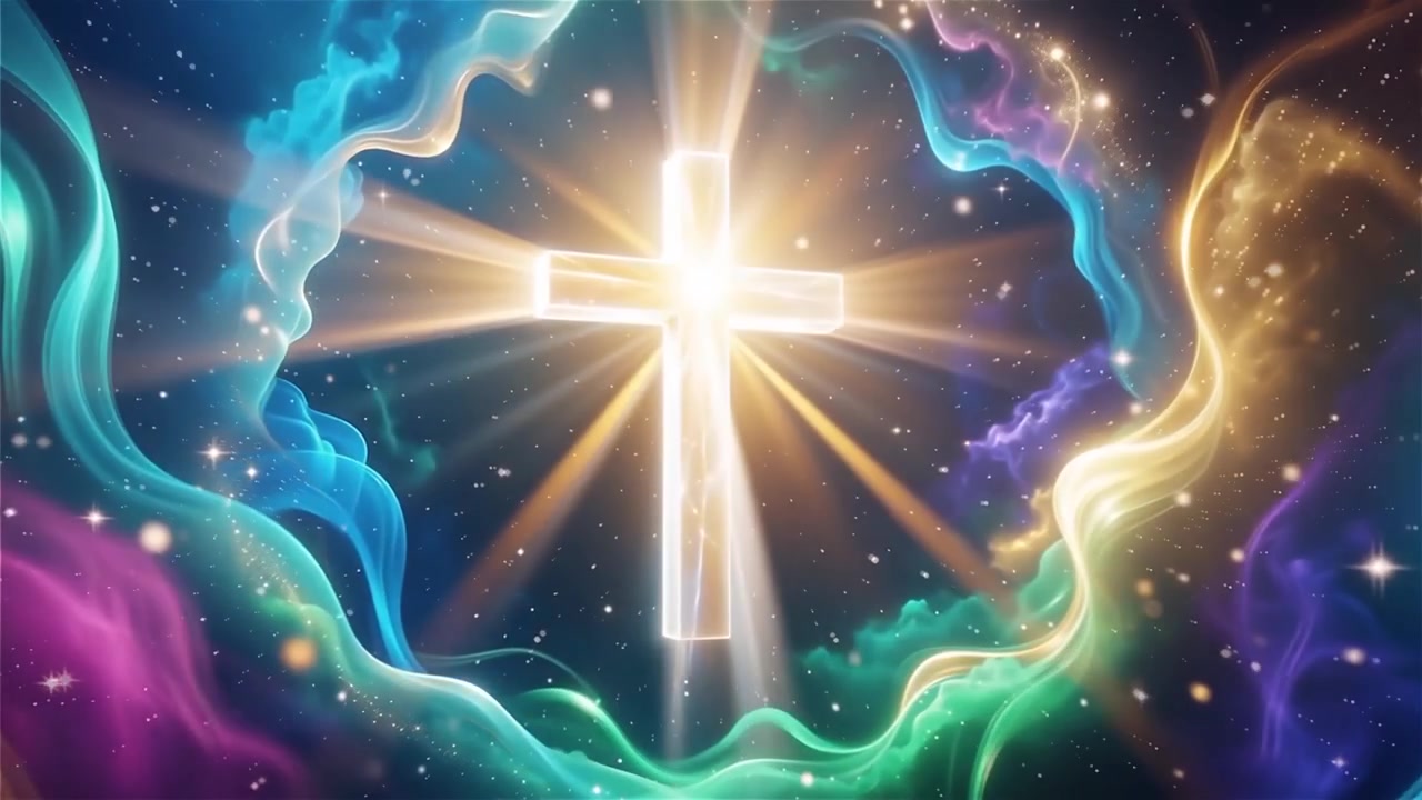 Christian Cross Heavenly Light Worship Background