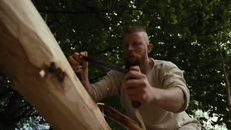 medieval woodworking scene