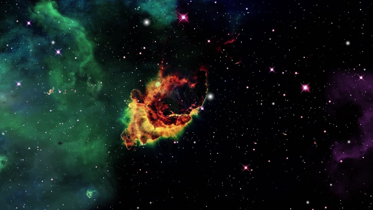 nube nebulosa en el universo con varias estrellas brillantes a su alrededor