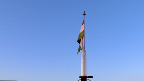 indian army unit insignia with national flag from unique perspective at evening shot is taken at jaisalmer war memorial rajasthan india on jan 25 2023